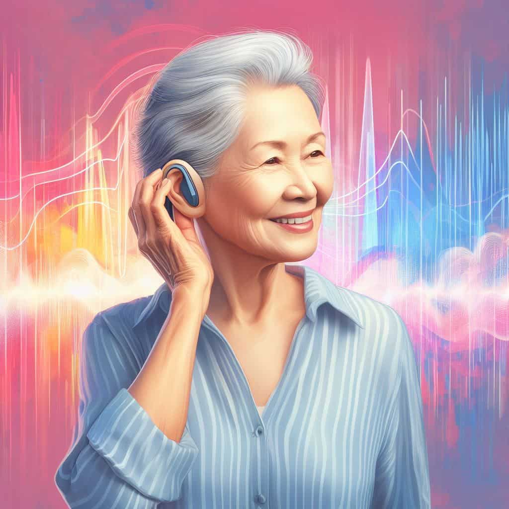 Modèle d'appareil auditif chez une femme mure