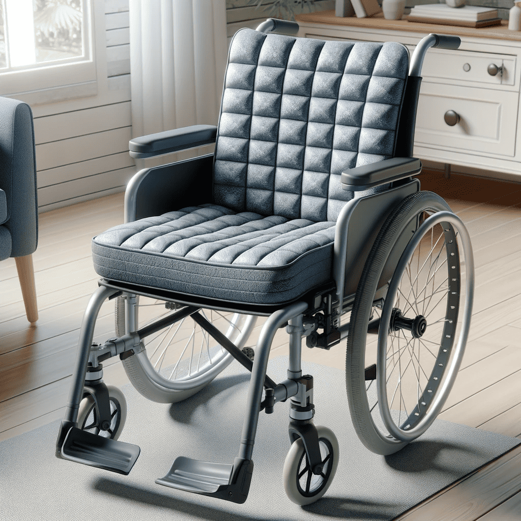 coussin conçu spécialement pour un fauteuil roulant